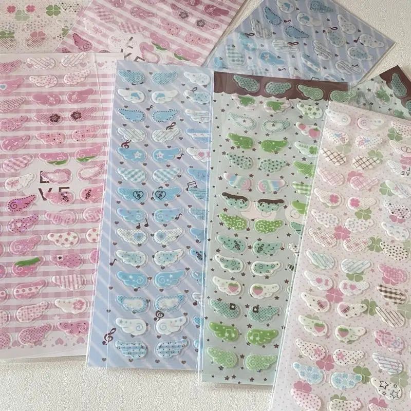 1/4Pcs Wings Love Strawberry Clover Star Sparkling Flash Film Stickers Phone Camera Vintage Scrapbooking Decoration Sticker Zpaxo E