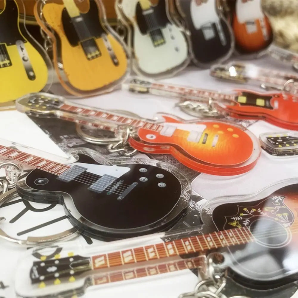 Ukulele Guitar Acrylic Keychain VIOLIN Clarinet Guitar Model Pendant Cello Saxophone Electric Guitar Model Keyring Zpaxo