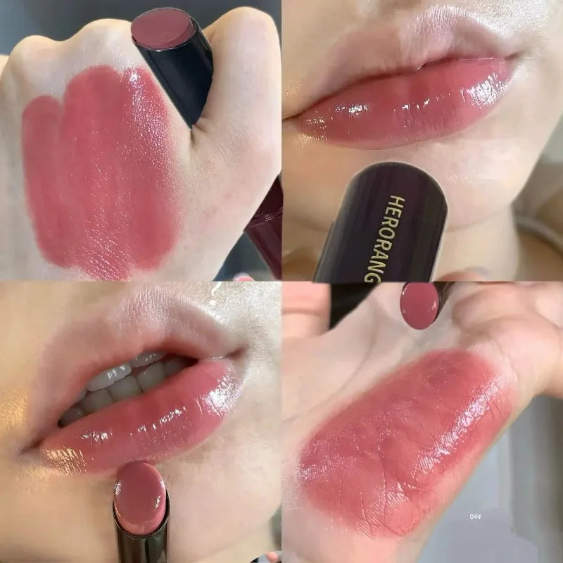 Glossy Mirror Lipstick Cherry Red Shade Moisturizing Waterproof Long