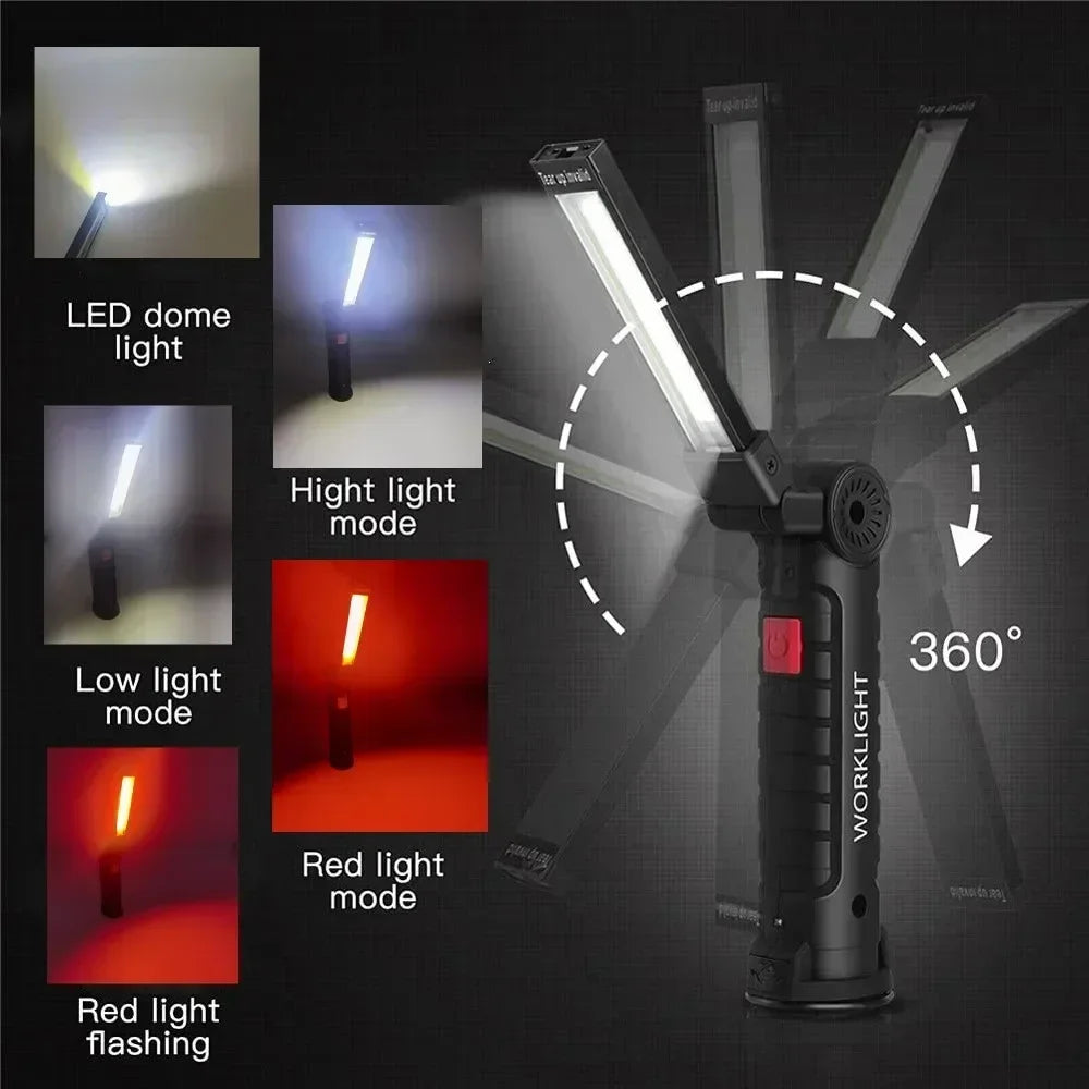 USB Rechargeable COB LED Flashlight – Magnetic, 5 Modes, Waterproof