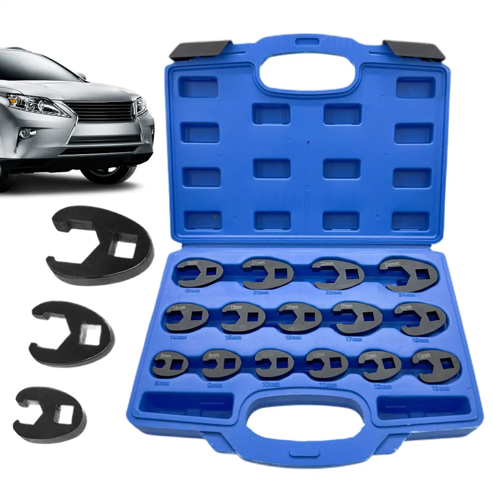 15-Pc Crowfoot Wrench Set 8–32mm | Flare Nut & Ratchet Tool Kit Crowfoot Wrench Set Zpaxo