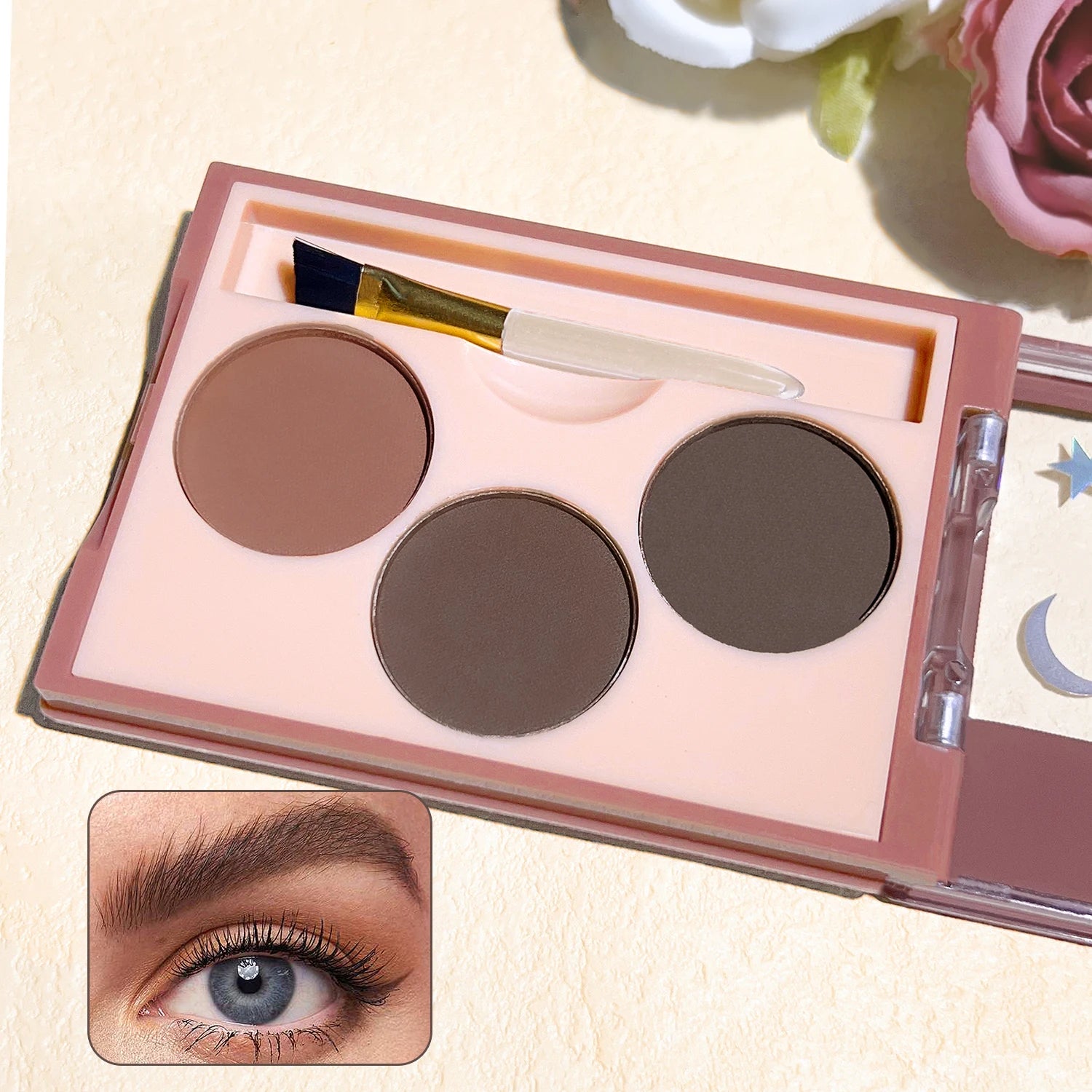 Three-color eyebrow pink women's waterproof and sweat-proof long-lasting three-color plate women's waterproof natural contouring Zpaxo