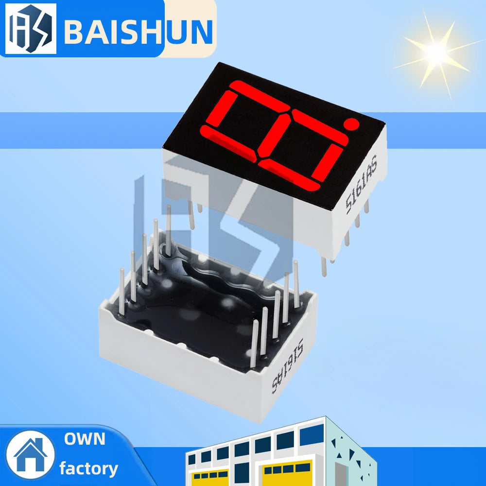 1-Digit Common Cathode 7-Segment LED Display Kit (1-20PCS), 0.56 Inch Red Digital Tube for Electronic Projects Zpaxo