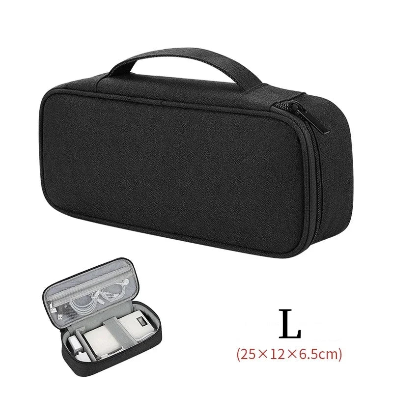 Large Size Travel Organizer Bag Cable Storage Organizers Pouch Carry Case Portable Waterproof Storage Bags for Cable Cord Zpaxo Black L