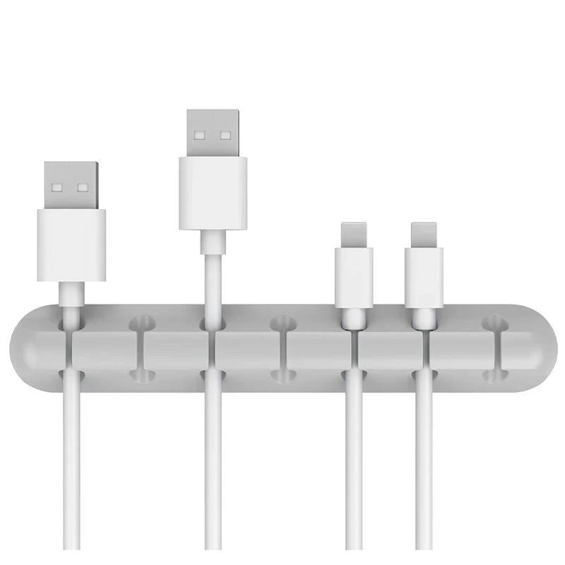 Silicone Cable Organizer Winder Desktop USB Management Clips Mouse Zpaxo gray 7 Channel