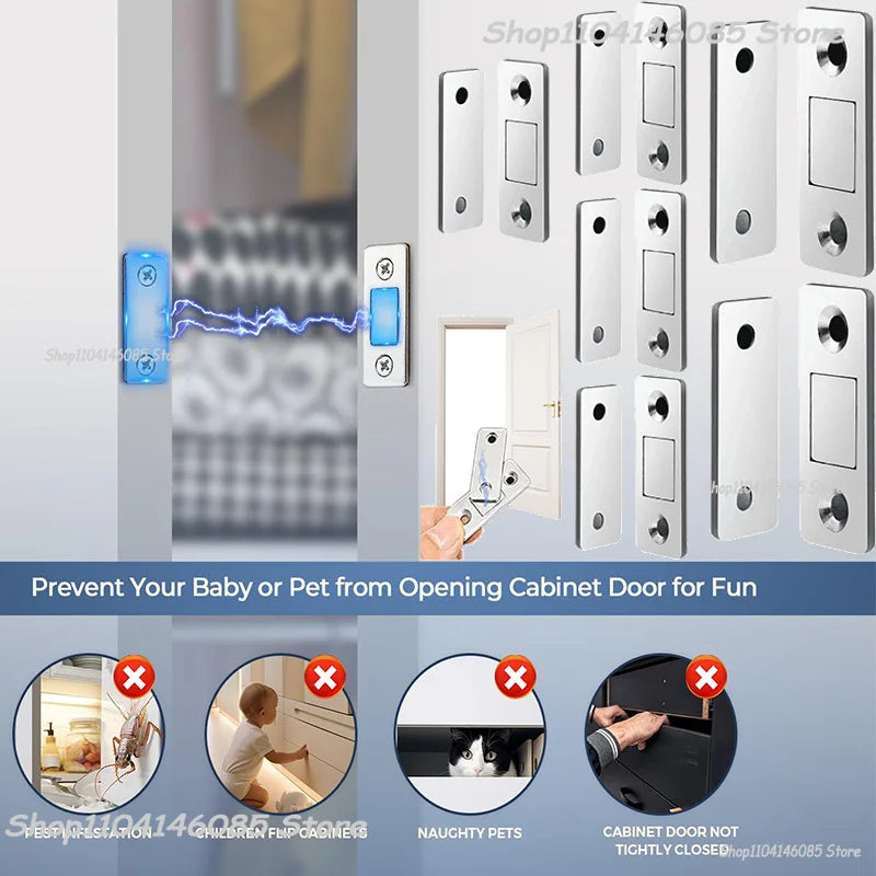 20/1Set Self Adhesive Magnetic Cabinet Catches Invisible Magnets Door Stopper Patch Furniture Drawer Window Door Closer Latch Zpaxo