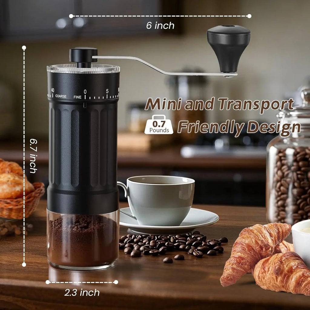 Manual Coffee Grinder with Adjustable Settings, Portable Hand Crank Coffee Bean Mill for Home Travel Camping Zpaxo