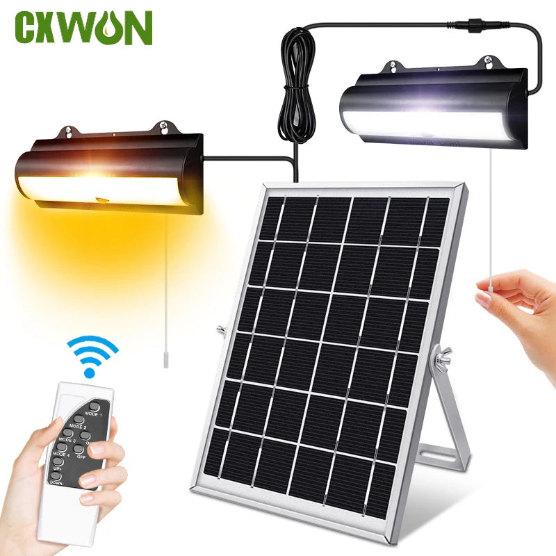 Double Head Solar Pendant Light Outdoor Waterproof Garden PIR Motion Zpaxo