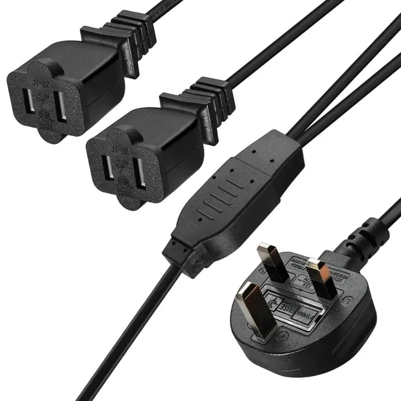 652F Black British 3-Pin Two US 2-Slot Outlet Cord Cable Desk Socket Zpaxo CN