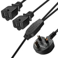 652F Black British 3-Pin Two US 2-Slot Outlet Cord Cable Desk Socket Zpaxo CN
