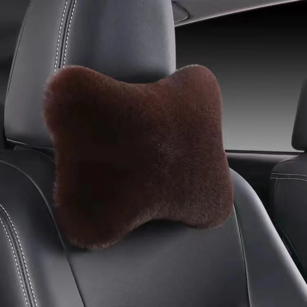 Soft Imitation Rabbit Car Headrest Pillow Cushion Foam Lumbar Zpaxo Coffee