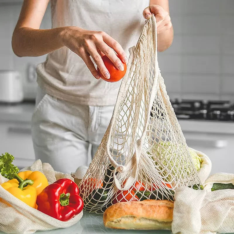 1 Cotton String Shopping Tote Bags Reusable Washable Mesh Grocery