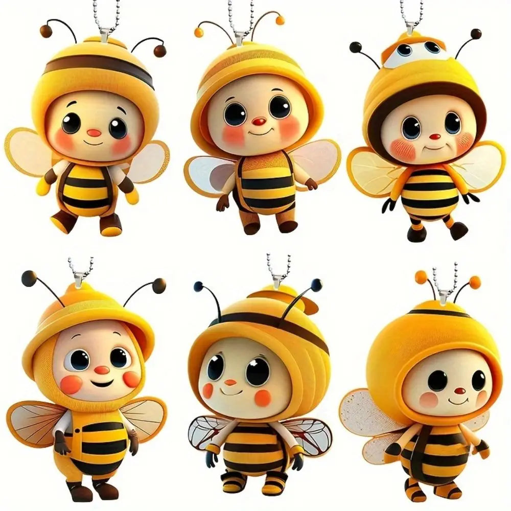 2D Cute Bee Car Hanging Decoration Ornament Acrylic&plexiglass Mini Zpaxo