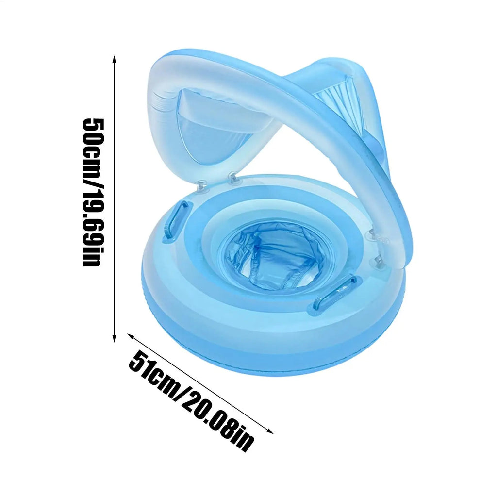 Kids Pool Float With Canopy Inflatable Portable Waterproof Ergonomic Cute Swim Ring With Sunshade For Kids Aged 6 Months To 4 Zpaxo
