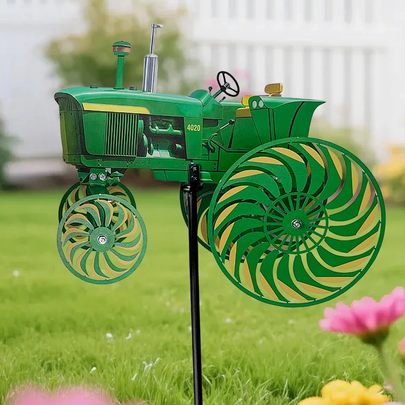 Tractor Wind Sculpture Decorative Windmill Outdoor Spinner Patio Yard