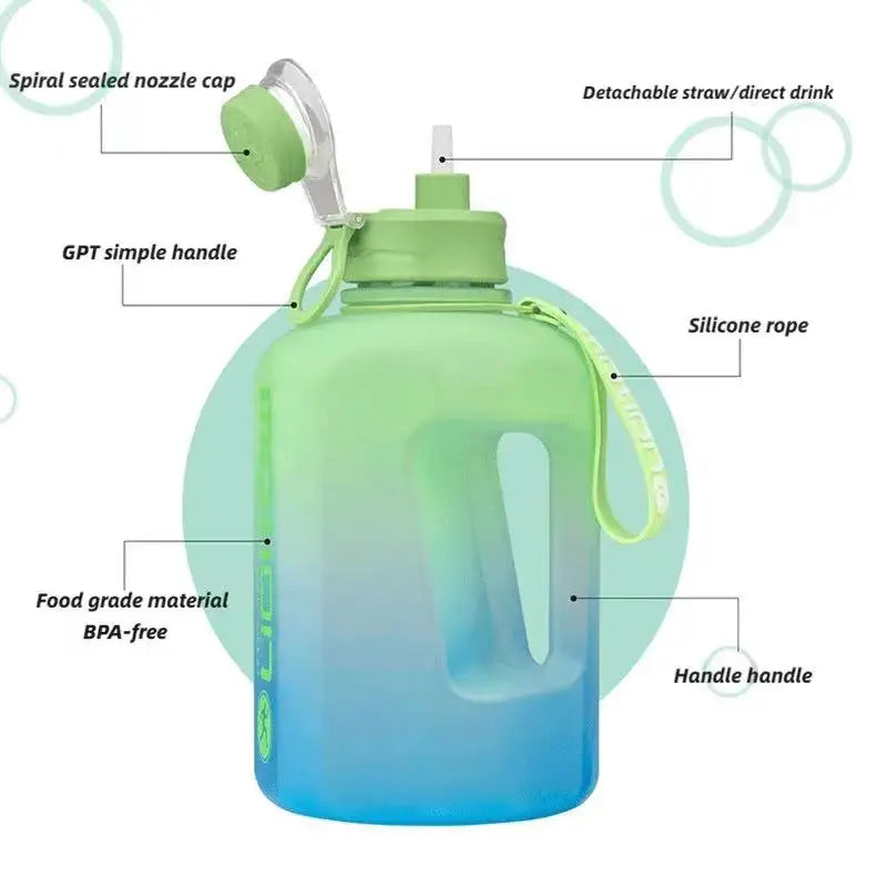 2 4 Liter Sports Water Bottle Straw Large Capacity Fitness Scale