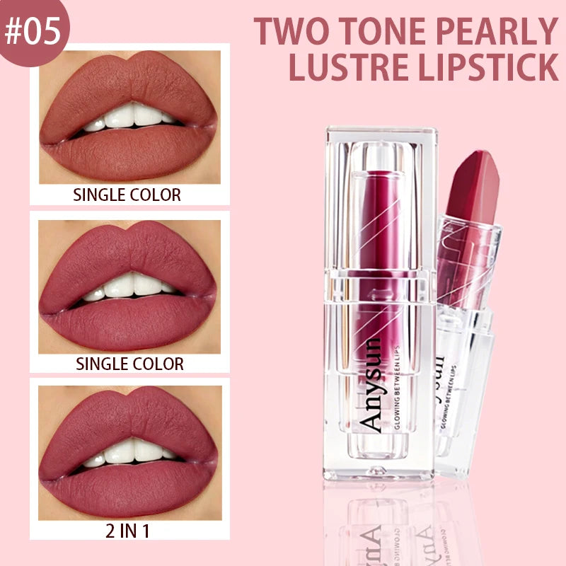 Dual-color Pearlescent Lipstick Vivid Long-lasting Luster Easy Apply