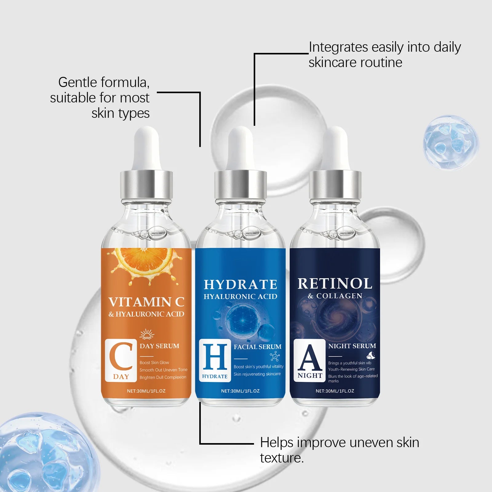 Hyaluronic Acid, Retinol & Vitamin C Face Serum 30ml Face Serum Zpaxo
