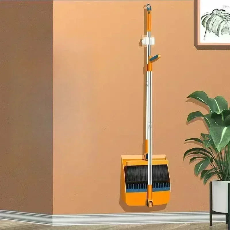 Long Handle Broom & Dustpan Set – Home & Office Sweeping Kit Broom & Dustpan Set Zpaxo Yellow