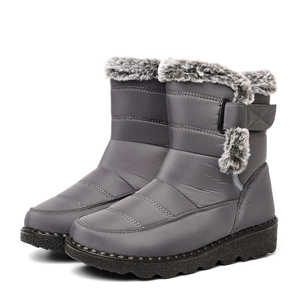 Winter Women Boots Waterproof Snow Casual Platform Ankel Warm Fur Zpaxo Gray 36
