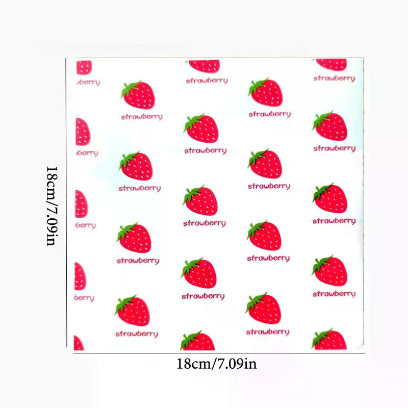 Food Grade Baking Wax Paper Strawberry Floral Patterned Squares Zpaxo