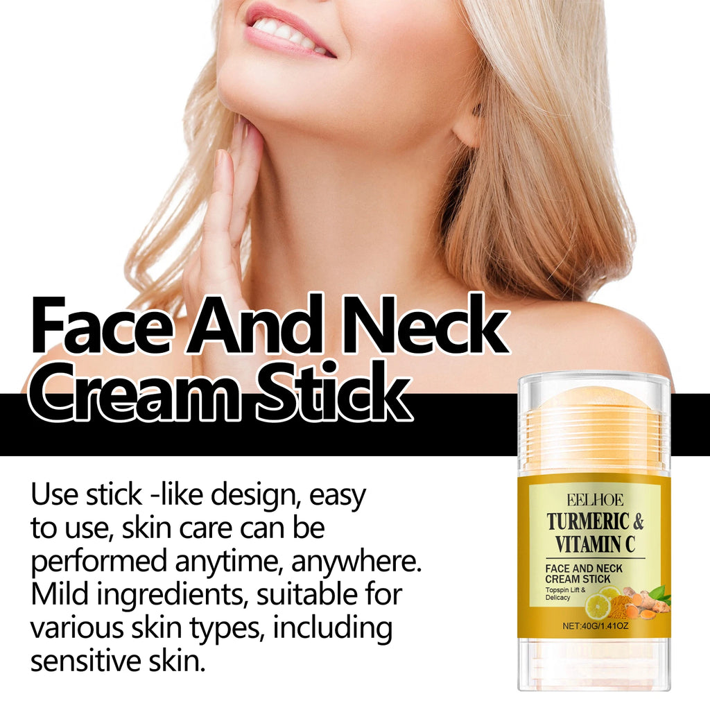 Turmeric Face and Neck Firming Cream Stick for Wrinkles Dark Spot Hydrating Anti Aging Skin Tightening Moisturizer for Women Men Zpaxo