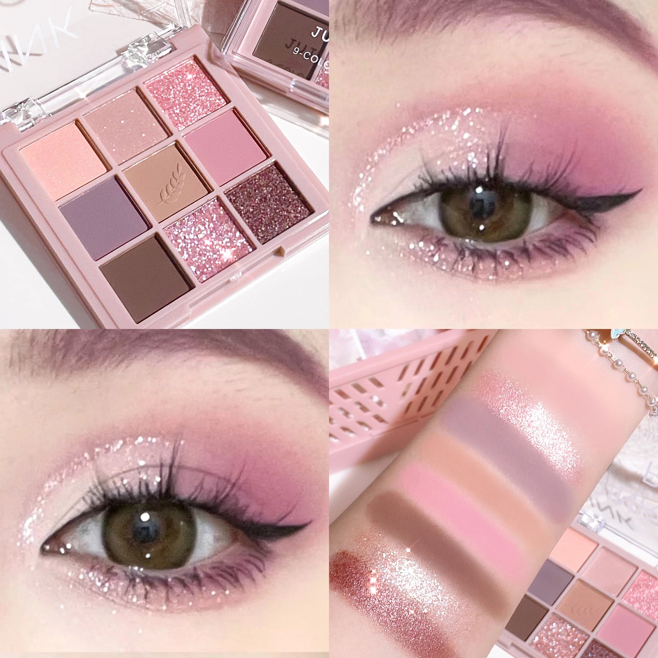 Smoky pink rose nine shades of eyeshadow, grey pink, smoky makeup, matte pearlescent silkworm brightening makeup Zpaxo 01