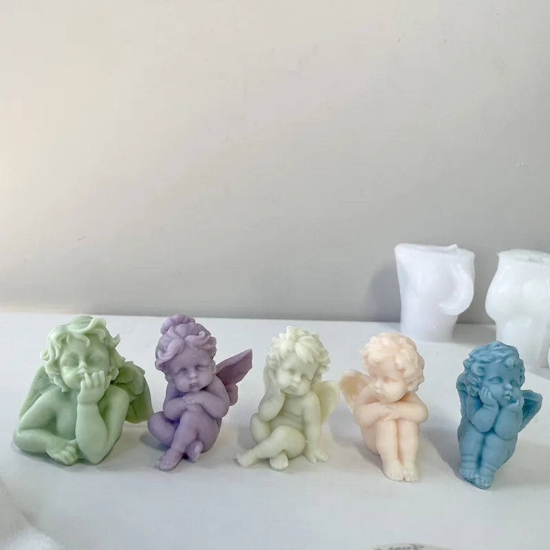 3D Angel Candle Silicone Mold DIY Aromatherapy Soap Candles Wax Plaster Polymer Clay Craft Ornament Making Mold Home Decor Zpaxo