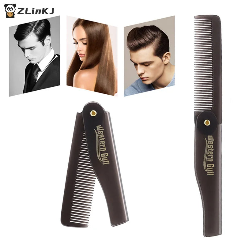 ▶1PCS Portable Foldable Pocket Combs Oil Head Plastic Beard Combs For Man Women Folding Comb Barber Hair Styling Tool Zpaxo
