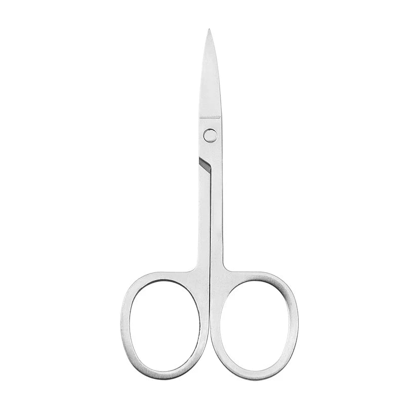Stainless Steel Cuticle Scissors Curved Blade Nail Manicure Tool for Eyebrow Eyelash Dry Skin Multi-purpose Compact Size Zpaxo silver