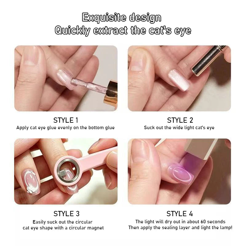 Cat Eye Nail Magnet Ring Magnetic Tool with Handle for Cat Eye Gel Polish DIY Nail Art Manicure Tools Zpaxo
