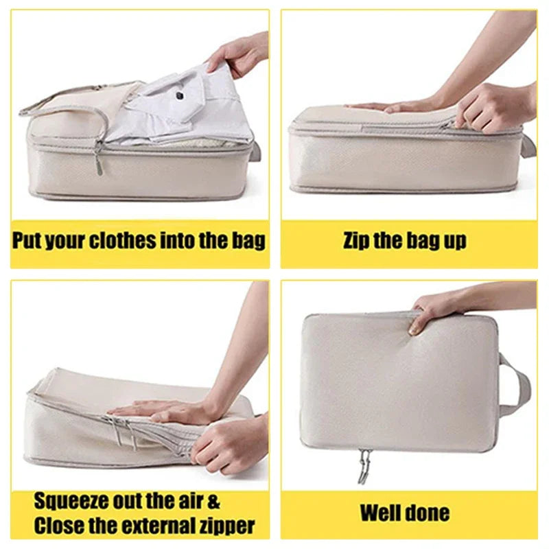Portable Travel Compression Packing Cubes Bag Suitcase Clothes Handbag Travel Bag drawers for clothes folding bag hand big bags Zpaxo
