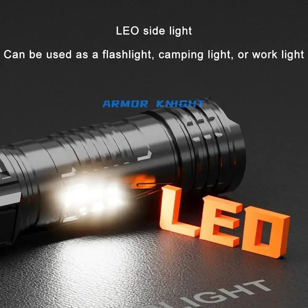 800LM LED Tactical Flashlight – USB Rechargeable, Zoomable Torch