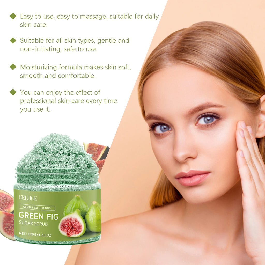 EELHOE Green Fig Sugar Scrub Gentle Exfoliation Smooth Skin Deeply Moisturize Improve Skin Elasticity Fresh Fruity Aroma 120g Zpaxo