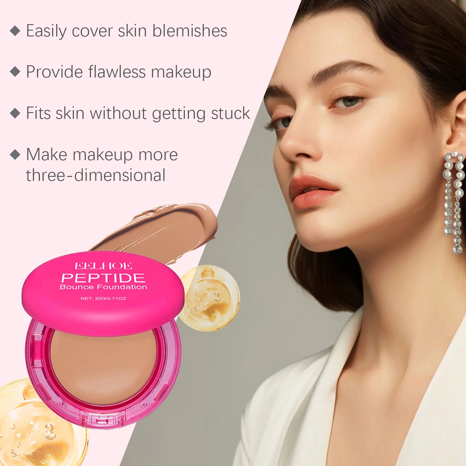 EELHOE Peptide Bounce Balm Foundation Full Coverage Concealer Balm Foundation Zpaxo