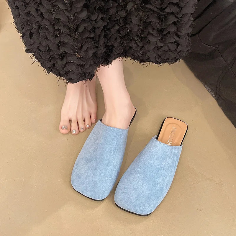 Pink Baotou Half Slippers Women's Outer Wear 1 Slip-on Flat Summer