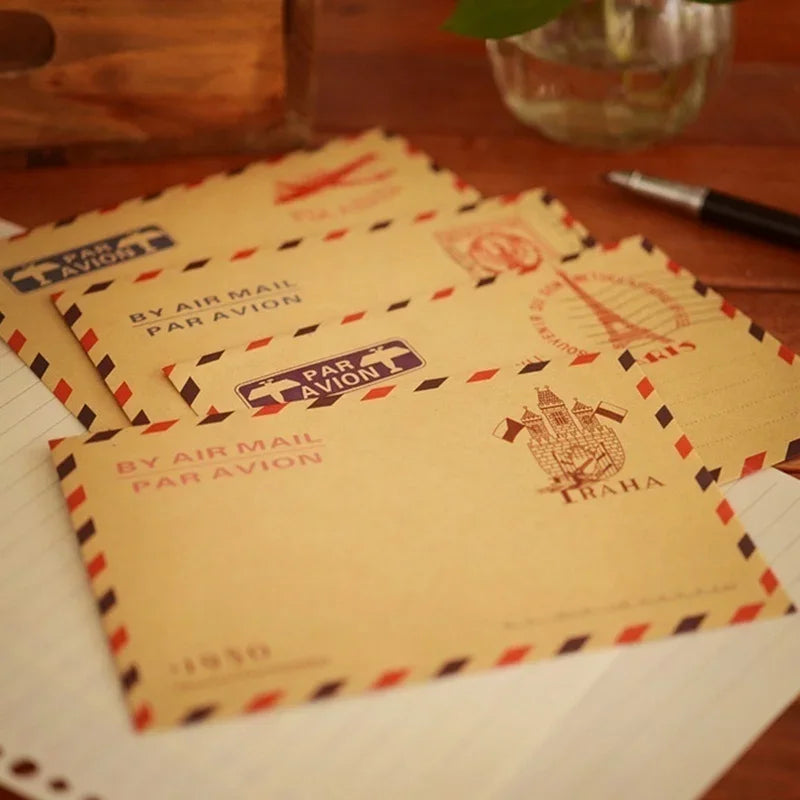 10pcs 9.7*7.5cm Retro Popular Envelope Postcard Letter Durable Kraft Stationery Storage Paper School Supplies Zpaxo