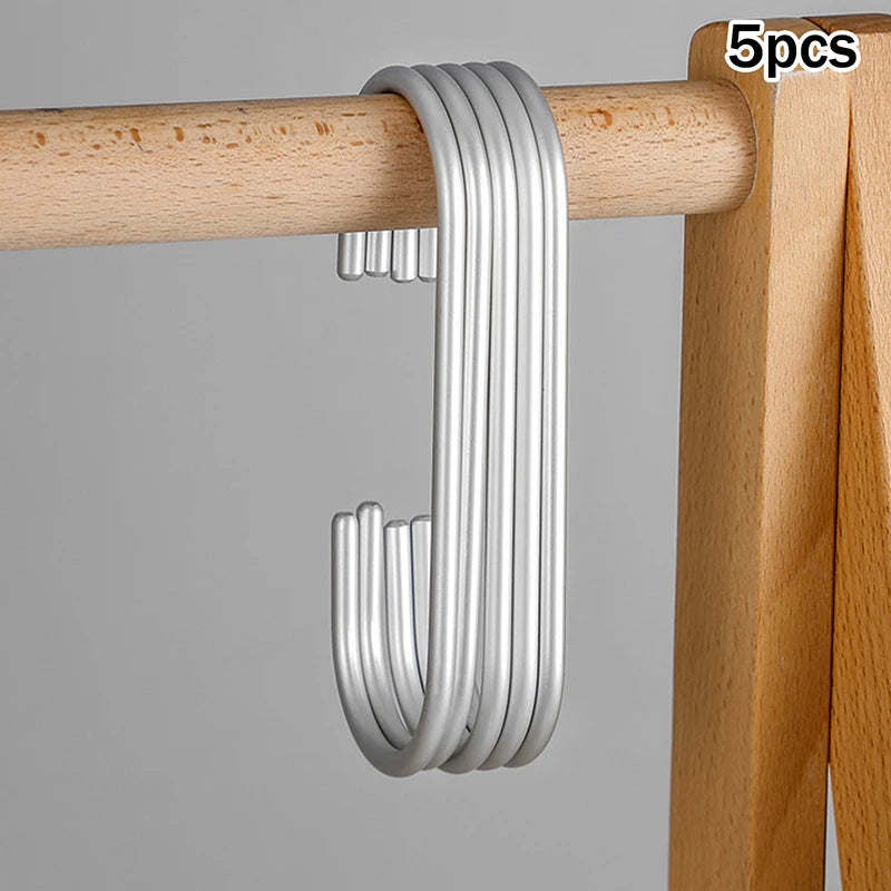 5Pcs Gold/Silver C-Shape Hooks For Closet Multi-functional Hanging Metal Hook For Clothes Bags Hats,closet Organizer System Zpaxo A