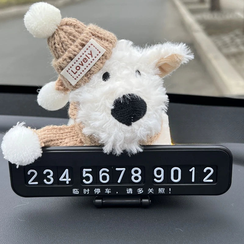 Car Dog Plush Toy Car Dashboard Decoration Switch Cover Automotive Interior Accessory In-Car Center Console Ornament