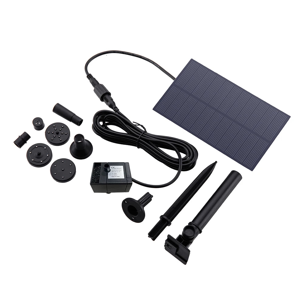 5W 5V Solar Water Pump Garden Decoration with Stake Solar Panel Fountain Watering System Energy Saving 180L/h Kit for Fish Tank Zpaxo
