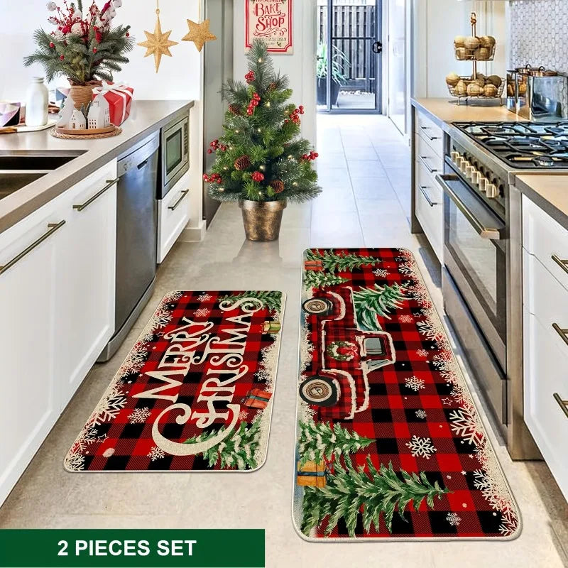 Christmas Theme Rug Machine Washable Dog Print Floor Mat Living Room