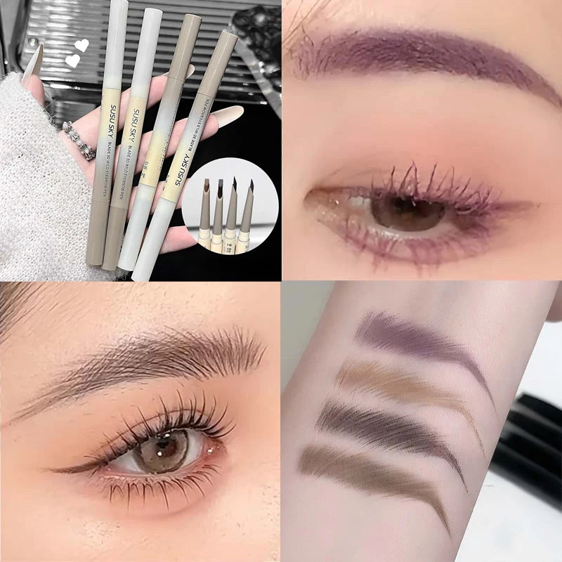 Ultra Thin Double-Ended Eyebrow Pencil Long-Lasting Smudge Proof Eye Brow Liner Contour Pen High Pigment Waterproof Brow Makeup Zpaxo