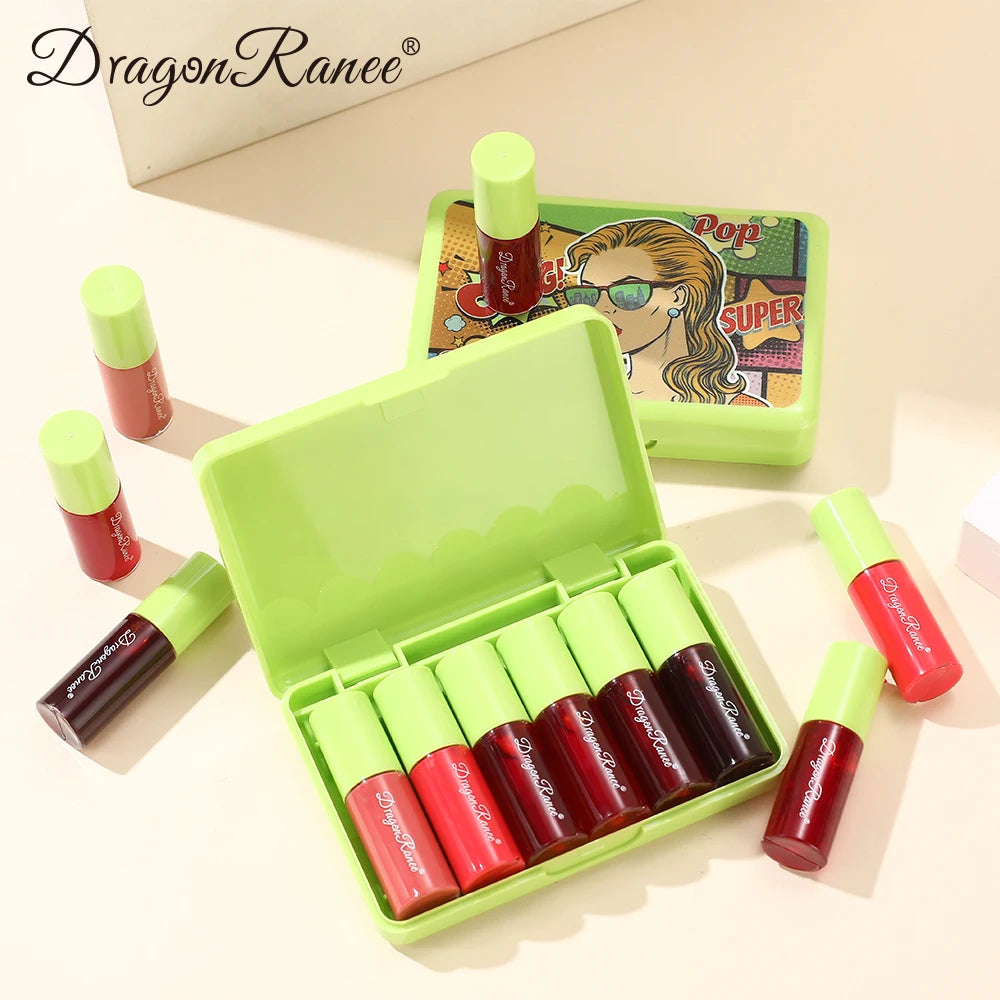 6-Piece Lipstick Set, Easy to Apply, Non-Stick, Moisturizing Lip Gloss in Red, Brown, Pink, Base Lip Gloss, Holiday Makeup, Performance, Gift Lip Gloss Set Zpaxo