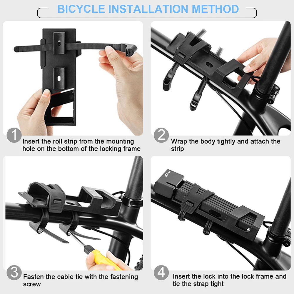 Foldable Bicycle Lock Stainless Steel Folding Bicycle Lock Waterproof Anti-Shear Anti-Theft Lock for Road Mountain Bike Motorcyc Zpaxo