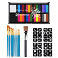10-grid 26 color Water-Based Body Paint Palette,Easy-to-Clean Face & Body Paint Palette with Brushes,Body Paint Makeup for Party Zpaxo SET-D