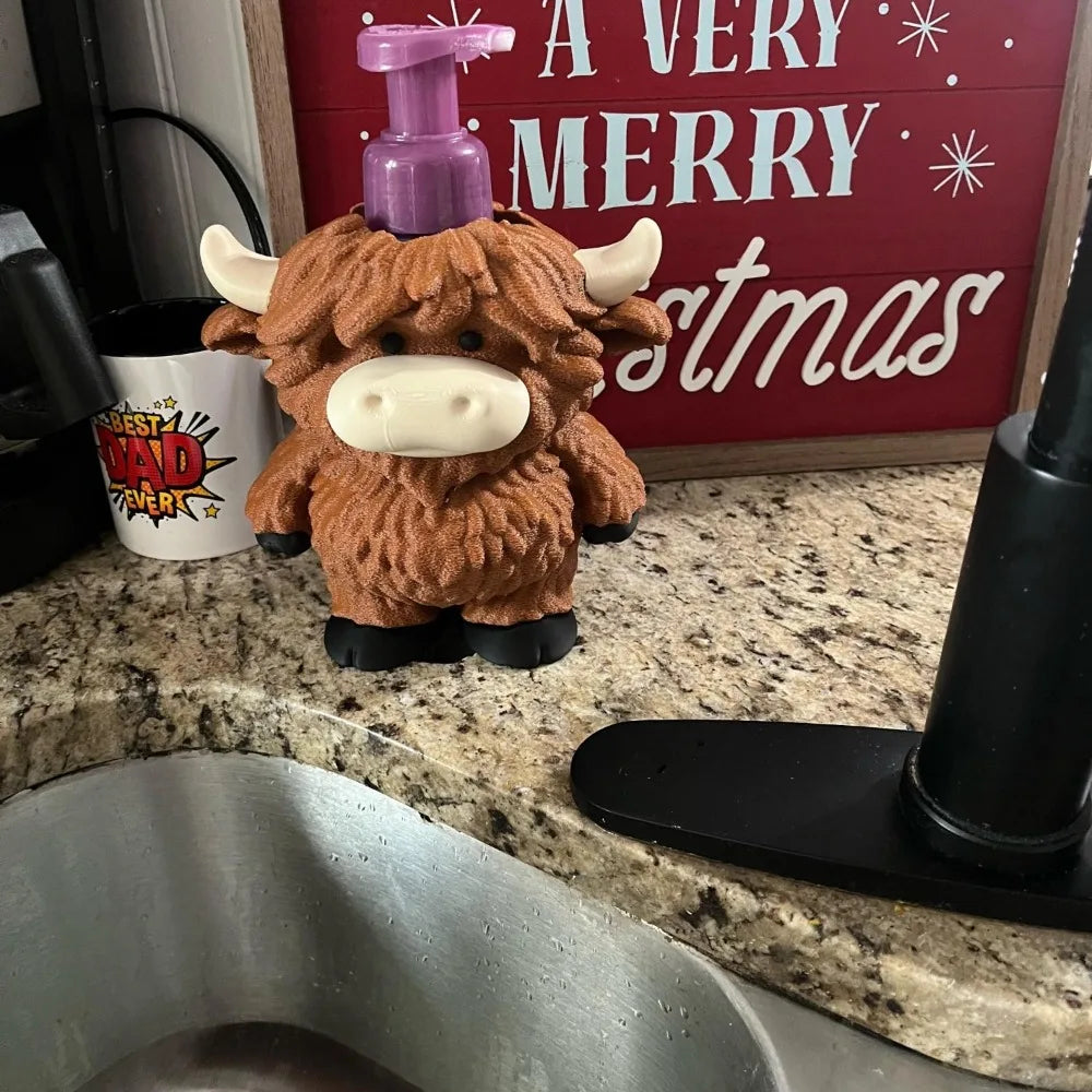 Highland Cow-shaped Soap Dispenser Base Holder Hand Sanitizer Bottle