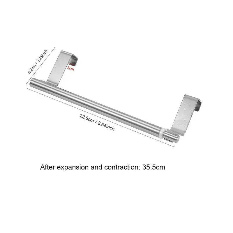 1Pcs Stainless Steel Extendable Over Door Towel Rack Organizer For Bathroom Kitchen Cabinet Adjustable Hanging Storage Bar Zpaxo S Silver