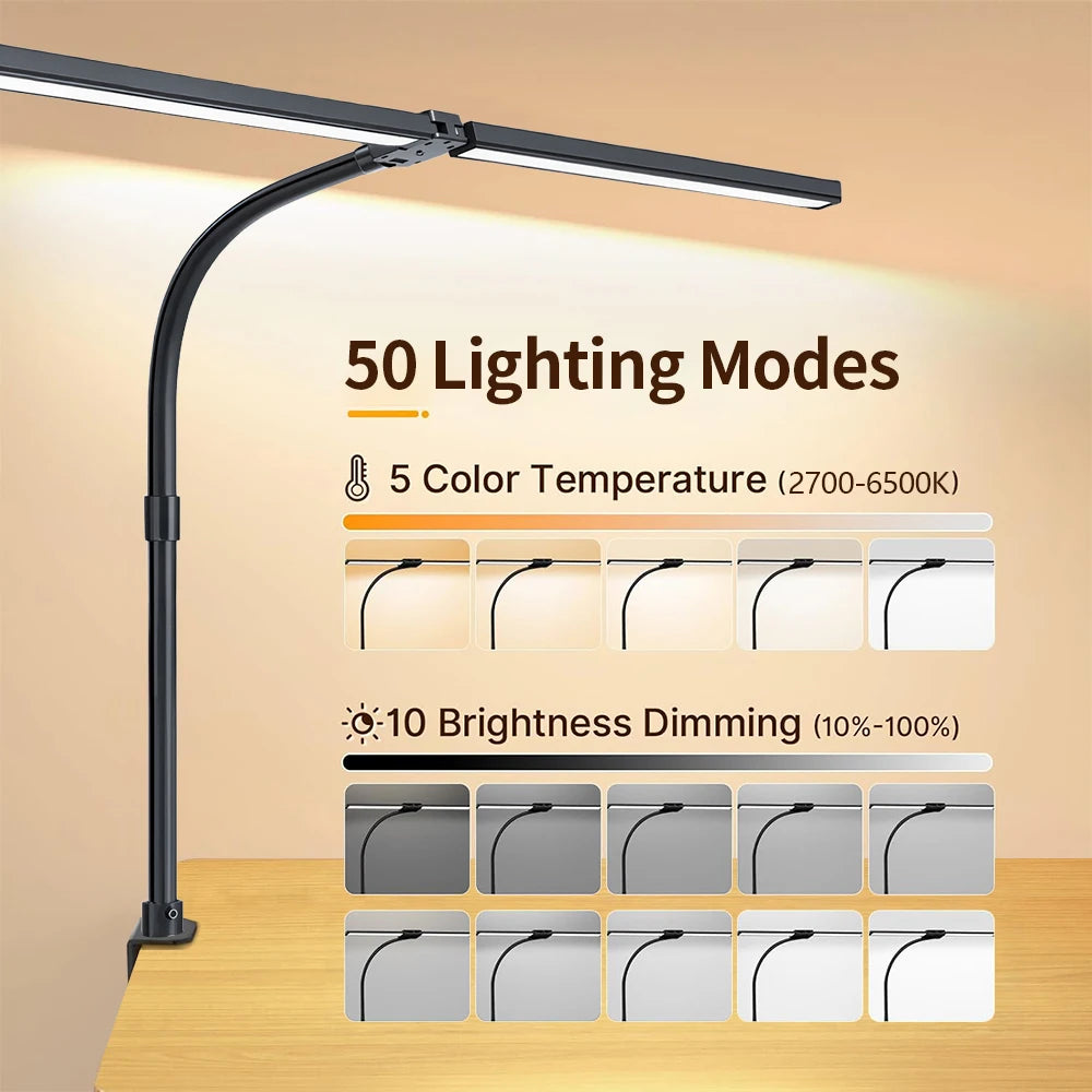 LED Eye-Caring Desk Lamp for Office Home Architect Lamp with Clamp Foldable Lighting Arm Flexible Gooseneck Study Table Lamp Zpaxo