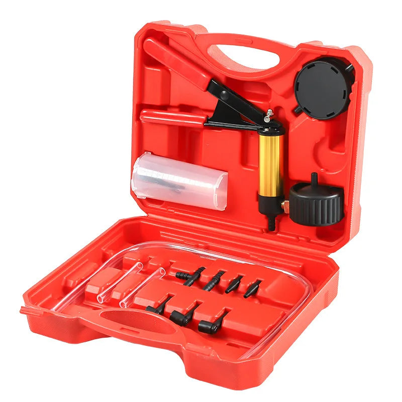 2-in-1 Vacuum & Pressure Hand Pump Tester for Auto Brake Fluid Drain, Includes Sturdy Aluminum Manometer and Suction Pistol Zpaxo A Set