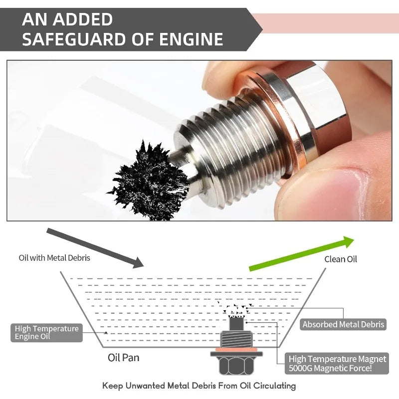Magnetic Oil Drain Plug Stainless Steel M12 M14 M16 Oil Pan Nut
